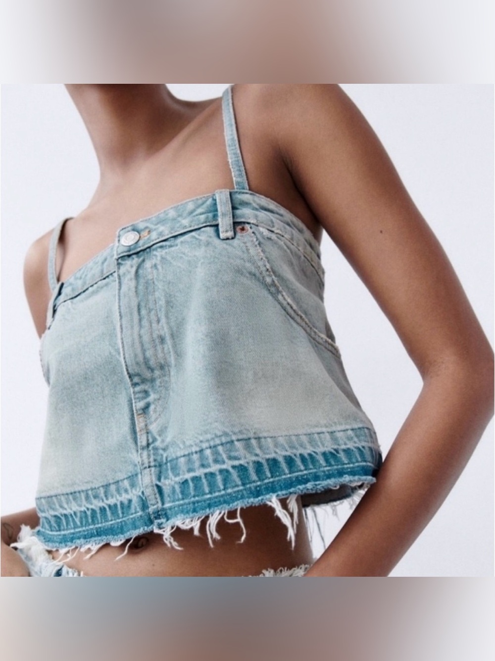 Zara Light Blue Denim with Brown Stitching